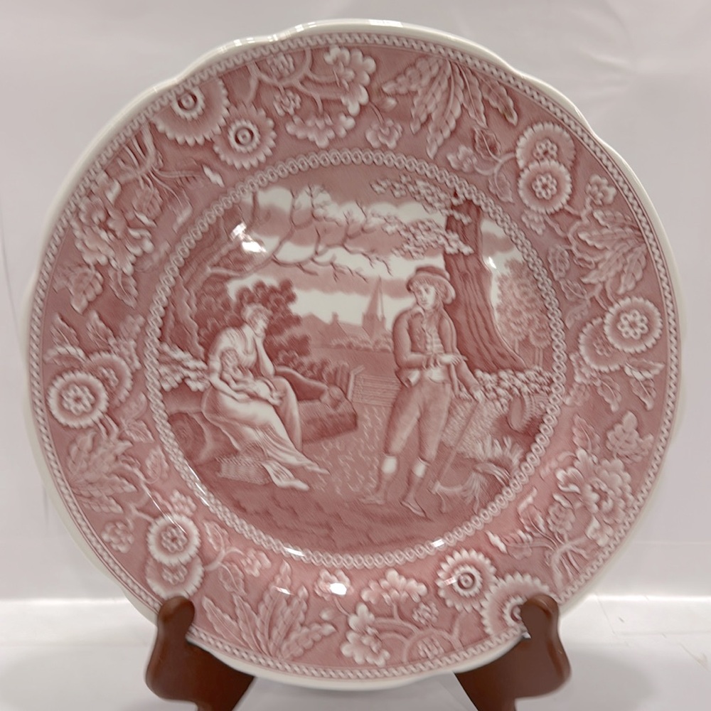 Vintage 1990’s Spode Archive Collection Cranberry Transferware 10” Plate. A2421.